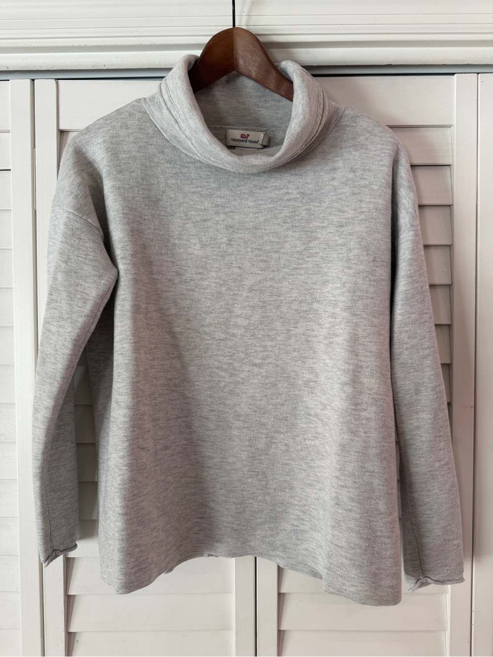 Vineyard Vines Double Jersey Funnel Neck Merino Sweater Gray Women's - Size M